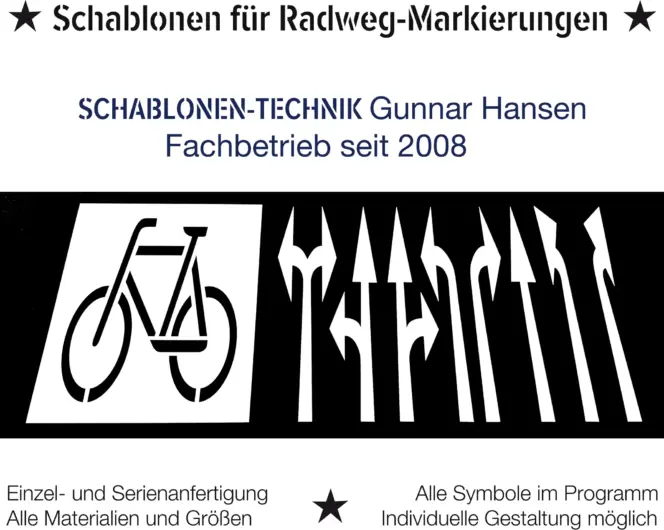 Anzeige für Schablonen für Radweg-Markierungen - oberer Teil