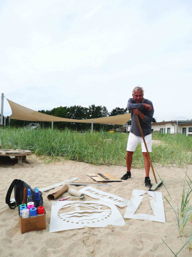 Kreidespray-Aktion am Strand Vorbereitungen