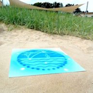 Kreidespray-Aktion am Strand: Sprühen beendet