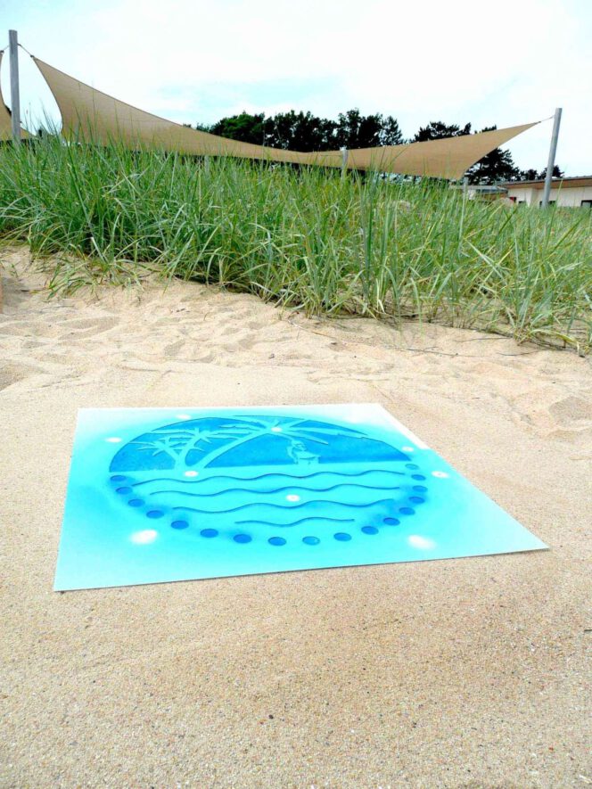 Kreidespray-Aktion am Strand: Sprühen beendet