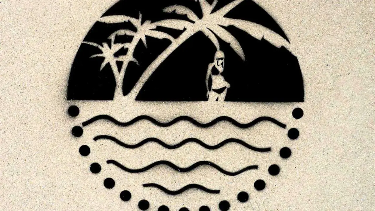 Endergebnis: Logo mit schwarzem Kreidespray auf Sand gesrpüht