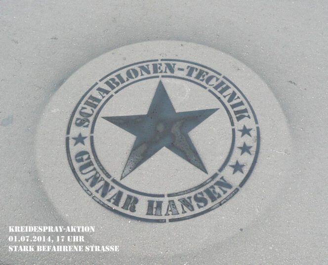 Kreidespray-Aktion auf der Straße, Tag 1, Start des Praxistests