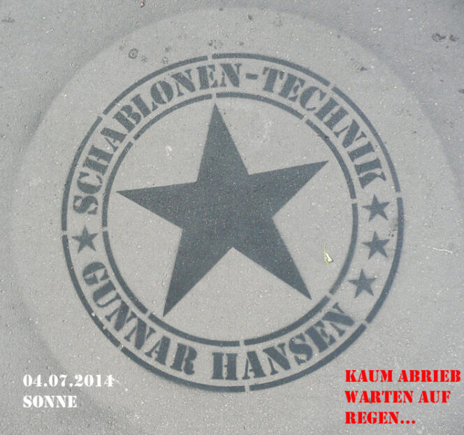 Kreidespray-Aktion auf der Straße, Sichtbarkeit nach 3 Tagen