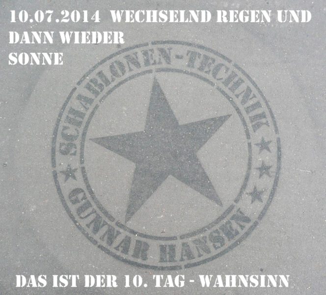 Kreidespray-Aktion auf der Straße, Sichtbarkeit nach 8 Tagen