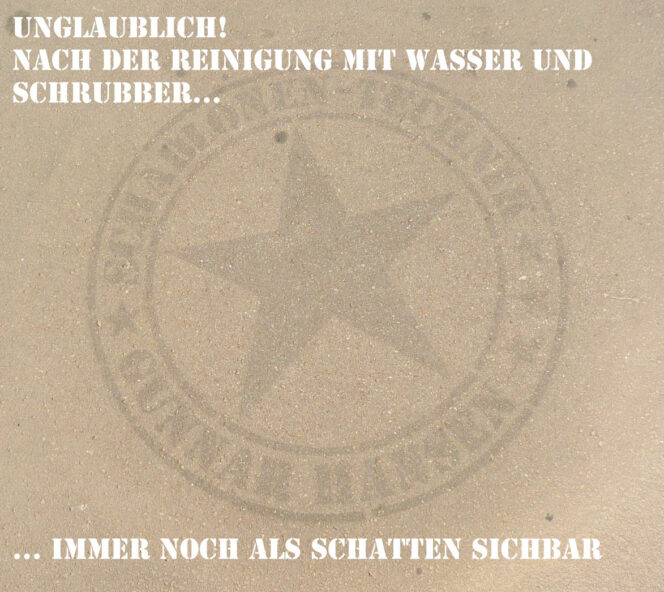 Kreidespray-Aktion auf der Straße, nach 28 Tagen noch immer als Schatten sichtbar