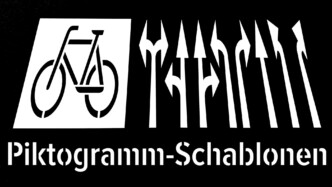 Piktogramm-Schablone Radweg und Pfeile zur Bodenmarkierung