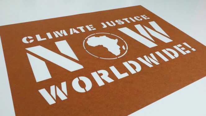 Slogan-Schablone "Climate Justice"