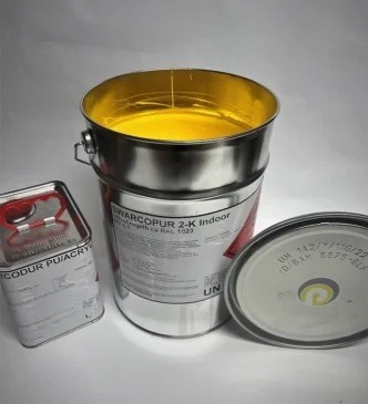 Hallenmarkierungsfarbe Spritzplastik Swarcopur 2K Indoor gelb ca. RAL 1023